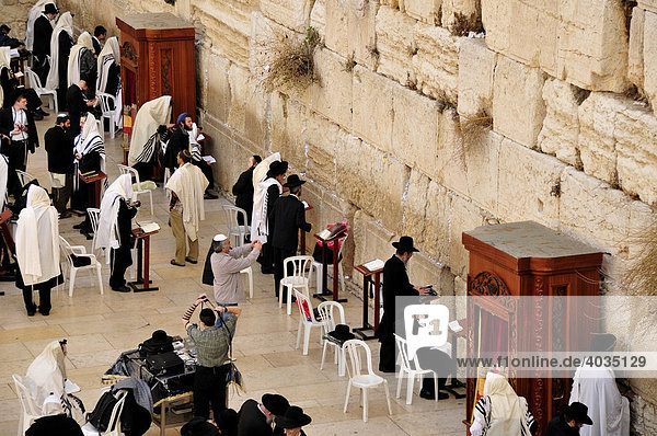 Jews praying at the Wailing Wall  Jerusalem  Israel  Near East  Orient