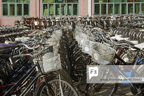 Rows of bicycles  Mandalay  Burma  Myanmar  Southeast Asia