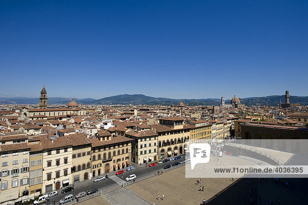 View from Palazzo Pitti of Piazza Pitti  Florence  Firenze  Tuscany  Italy  Europe
