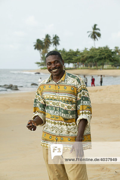 Man on the coast near Kribi  Cameroon  Africa