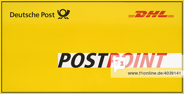 Logo: Deutsche Post, DHL, PostPoint, Selbstbedienungsterminal