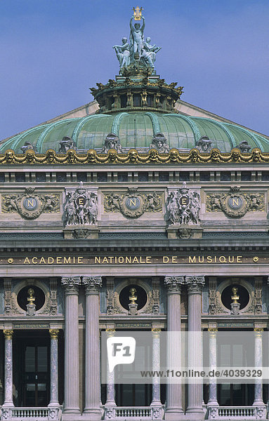 Fassadendetail der Opéra Garnier  Academie nationale de musique  Paris  Frankreich  Europa
