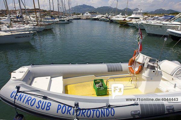 Sail and motorboats in the marina of Porto Rotondo  Sardinia  Italy  Europe