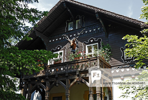 Historische Villa mit Holzveranda  alpenländischer Stil  Villenkolonie Neubabelsberg  Potsdam-Babelsberg  Brandenburg  Deutschland  Europa