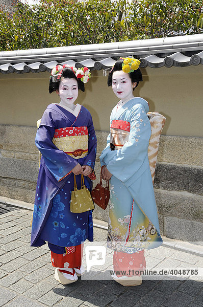Two Maiko  Geisha in training  Kyoto  Japan  Asia
