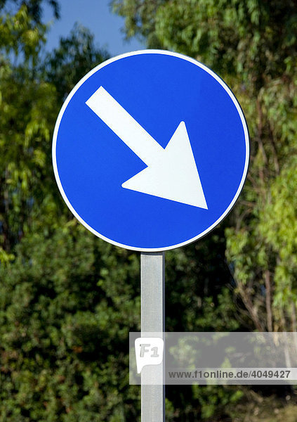 Traffic sign indicating to drive past on the right