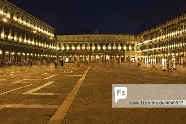 Night exposure of Piazza San Marco Square in Venice  Italy  Europe