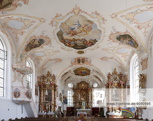 Pfarrkirche Hohenfurch  Innenansicht  Pfaffenwinkel  Oberbayern  Bayern  Deutschland  Europa
