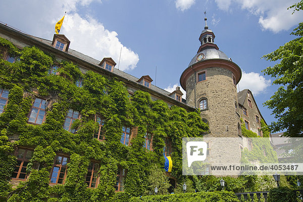 Bewachsene Fassade  Schloss Laubach  Wohnsitz Graf zu Solms-Laubach  Laubach  Hessen  Deutschland  Europa