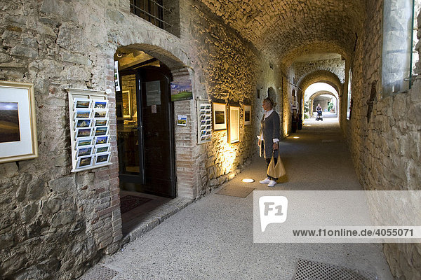 Altes Gewölbe mit einem Restaurant in Castellina in Chianti  Provinz Siena  Toskana  Italien  Europa