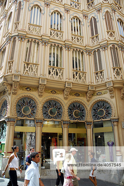 Can Corbella House from approx. 1900  facade contains both Art Nouveau and Neo-Moorish elements  Calle Sant Domingo  historic city centre  Ciutat Antiga  Palma de Mallorca  Majorca  Balearic Islands  Spain  Europe