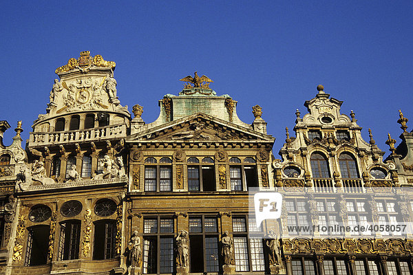 Fassadenschmuck  barocke Häuser auf dem Grote Markt  Grand Place  Brüssel  Belgien  Benelux  Europa