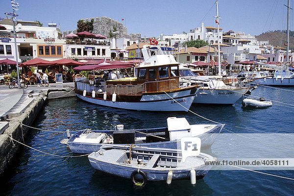 Promenade  sailing boats in the port  Marmaris in the Mugla Province  Mediterranean Sea  Turkey