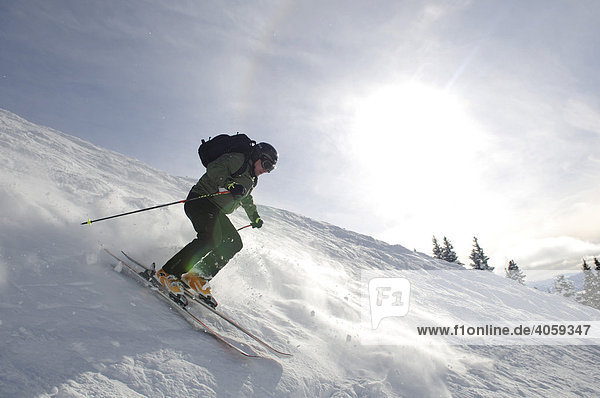 Skifahrer im Skigebiet Telluride  Electra Slope  Colorado  USA
