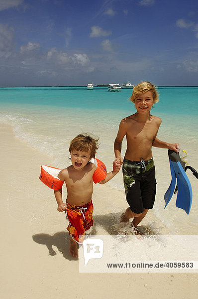 Children on the beach  Laguna Resort  The Maldives  Indian Ocean