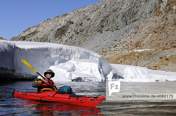 Kayaker in the Hundefjord  East-Greenland  Greenland