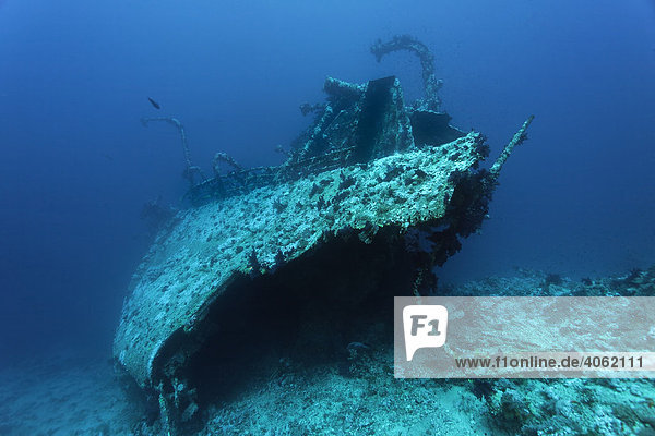 View from above of the Aida ship wreck in blue water  Hurghada  Brother Islands  Red Sea  Egypt  Africa