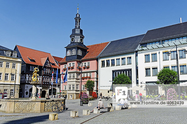 Marktplatz mit Rathaus  Eisenach  Thüringen  Deutschland  Europa
