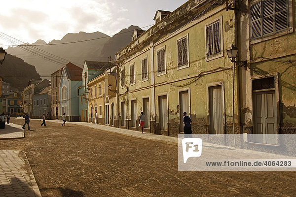 The main street of Ribeira Grande on Santo Antao Island  Cape Verde  Cape Verde Islands  Africa