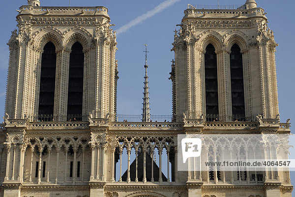 Die Türme der Kathedrale Notre Dame de Paris in Paris  Frankreich  Europa