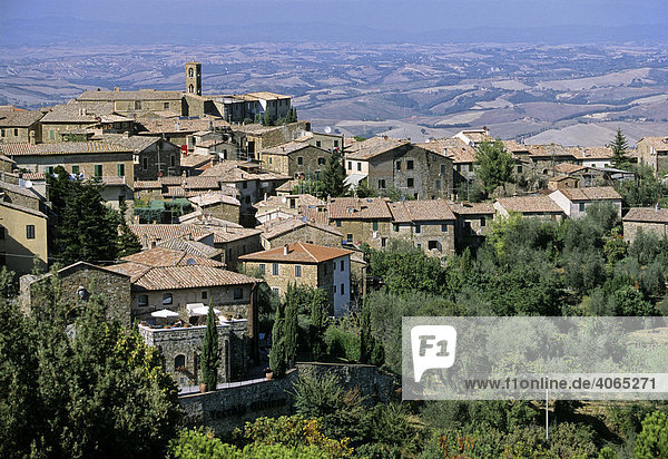 Hügellandschaft  Montalcino  Provinz Siena  Toskana  Italien  Europa