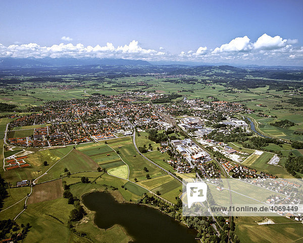 Weilheim  Dietlhofer See  Ammer  Alpenkette  Pfaffenwinkel  Oberbayern  Bayern  Deutschland  Europa  Luftbild