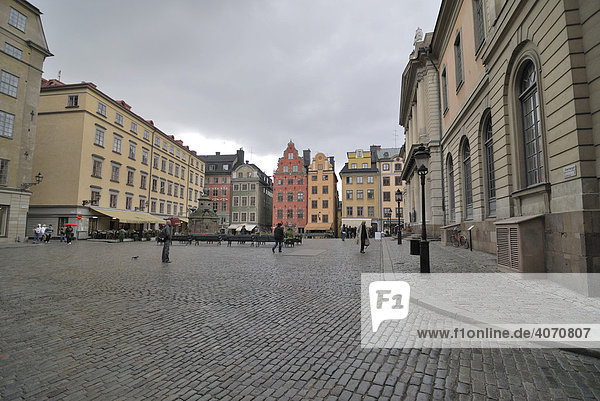 Platz in der Altstadt von Stockholm  Schweden  Skandinavien  Europa