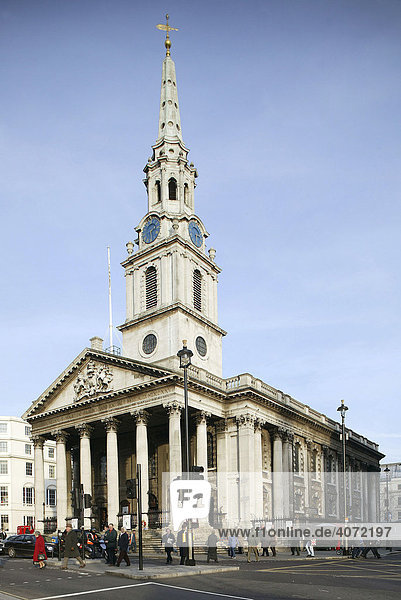 Die Kirche St. Martin-in-the-Fields am Trafalgar Square in London  England  Großbritannien  Europa