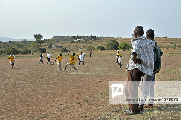 Game of football on football ground  South Africa  Africa