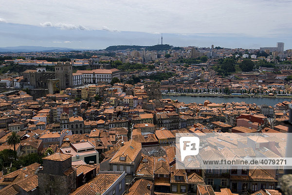 View with red-tiled roofs  Porto  Portugal  Europe