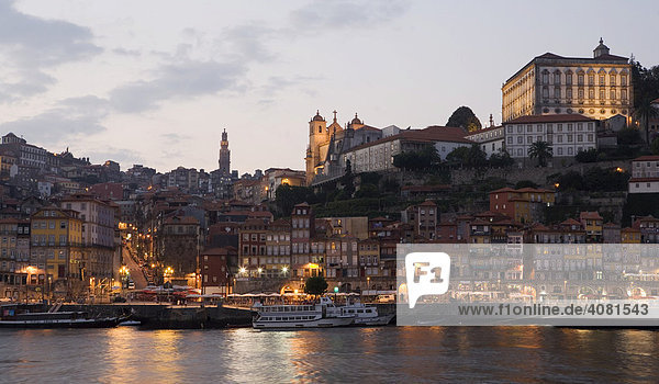 The old town of Porto  Ribeira  Portugal  in twilight