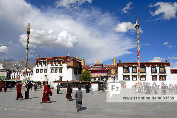 People on the Barkhor Square Jokhang Kora Lhasa Tibet China