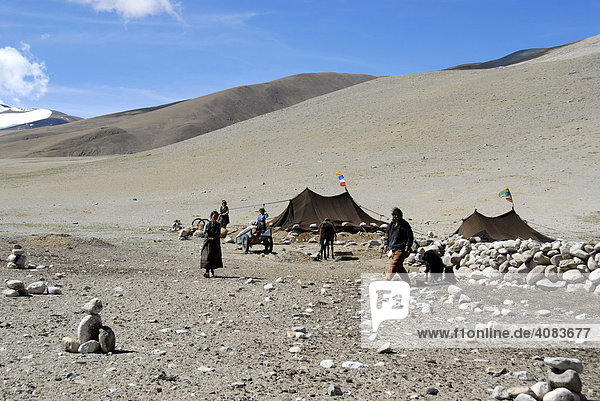 Tibetan Nomads at their tents Everest region Tibet China