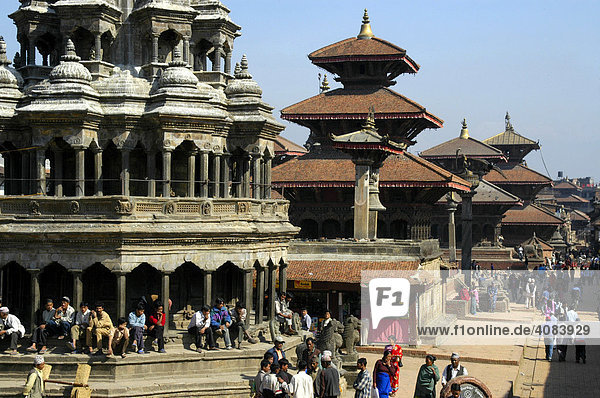 Tempel verschiedener Baustile Durbar Square Patan Kathmandu Nepal