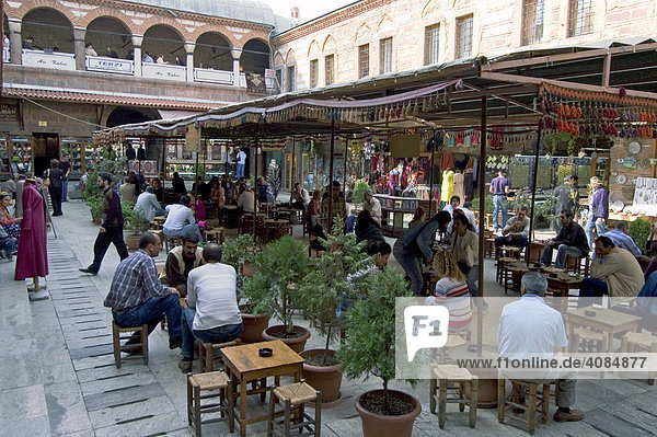Turkey Izmir quarter Konak former caravansary caravanserai now bazaar inner courtyard