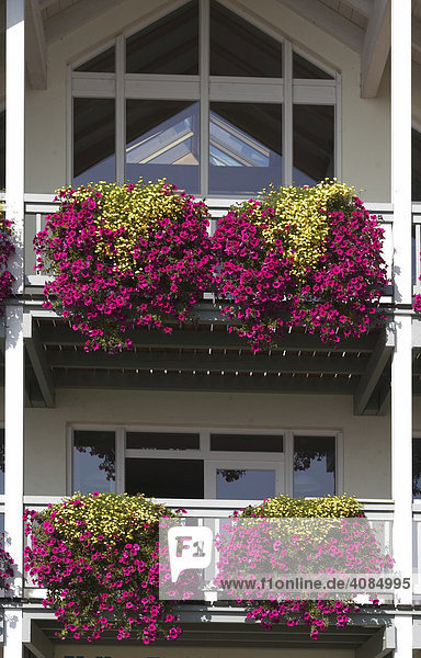 Gstadt at the Lake Chiemsee decorated flower balcony Upper Bavaria Germany