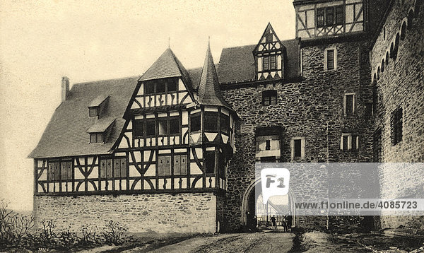 Historic postcard about 1900 castle Burg on the Wupper Bergisches Land Germany