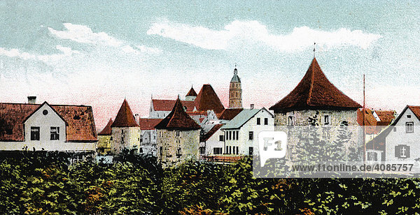 Historic postcard about 1900 Weissenburg Middle Franconia Germany