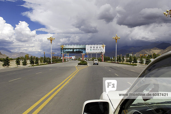Access road to Lhasa  Tibet  Asia