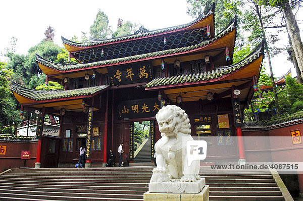 Gate  Mount Emei near Chengdu  China  Asia