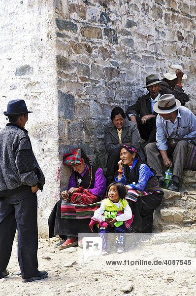 Pilgrims at the Ganden convent (4300m) near Lhasa  Tibet