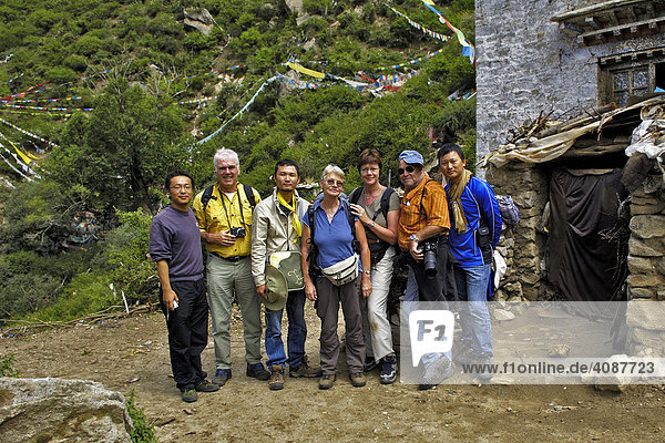 Chinese  dutch and german tourists  Chim-puk Hermitage near Tsethang close to Lhasa  Tibet  Asia