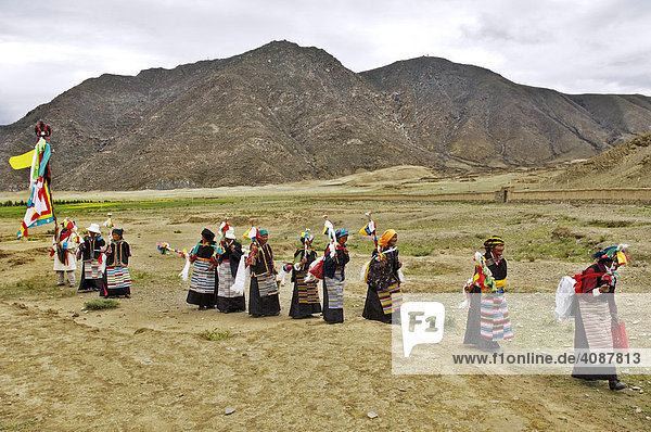 Religious festivity near Lhasa  Tibet  Asia