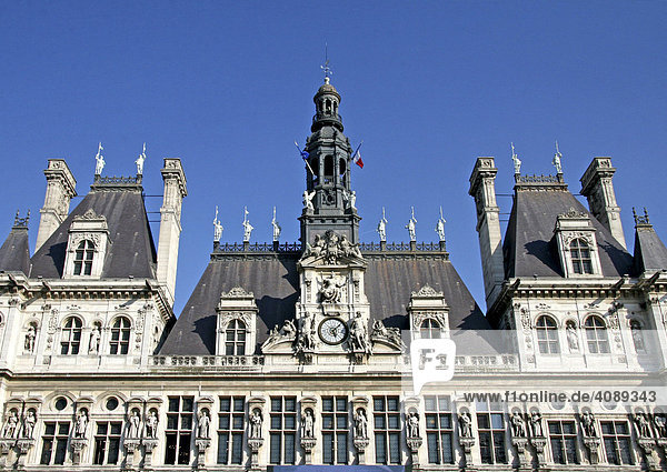 Hotel de Ville Detail Rathaus Paris Frankreich
