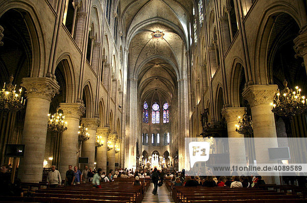Interior  Notre Dame Cathedral  Paris  France