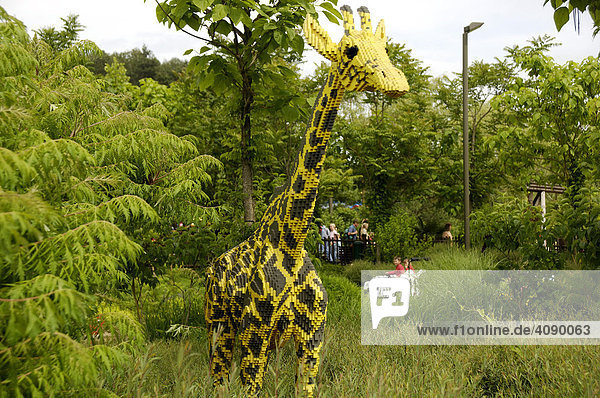 Giraffe made of Lego  theme park Legoland  Guenzburg  Germany