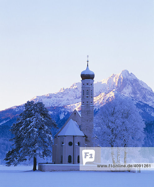 Wallfahrtskirche St. Coloman im Winter bei Füssen  Allgäu  Bayern  Deutschland  Europa