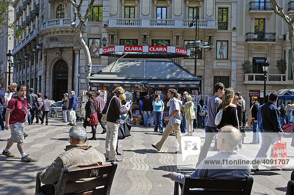Las Ramblas Flaniermeile Barcelona Katalonien Spanien
