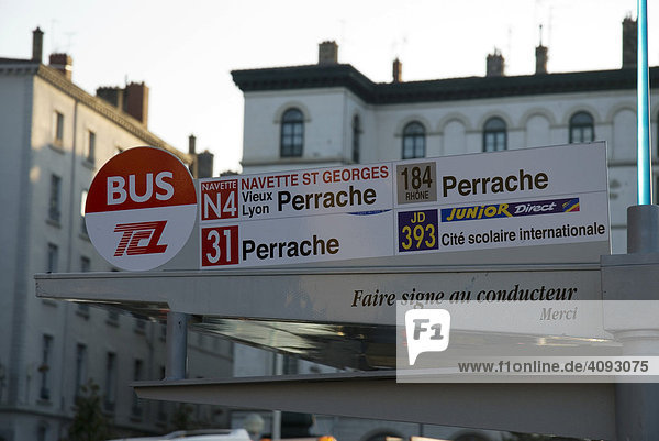 Bushaltestelle in Lyon  Frankreich