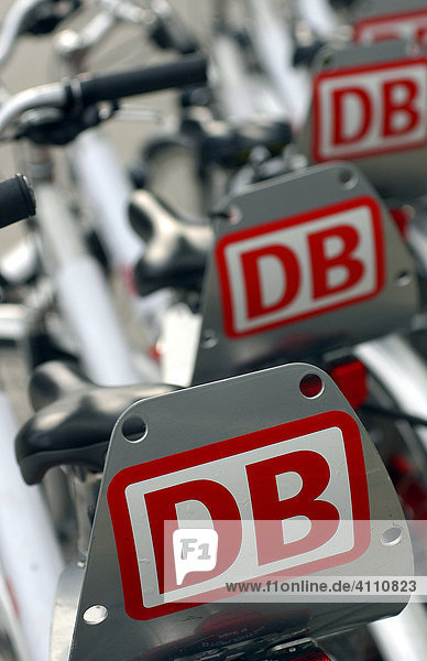 DB Logo an Mietfahrrädern der Deutschen Bahn  Deutschland